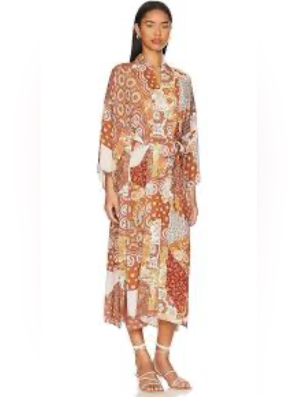 Spell Cha Cha Maxi Robe in the brown sugar/rust patchwork colorway